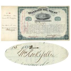 Standard Oil Trust Issued To And Signed On Verso By William Rockefeller