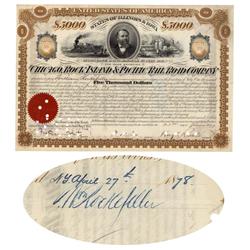 Chicago, Rock Island & Pacific Railroad Company Issued To And Signed On Verso By William Rockefeller