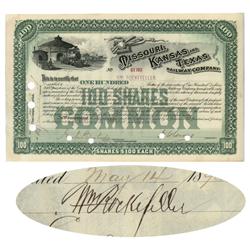1891, New York. Stock Certificate For One Hundred Shares. Green. Vignette Of Locomotive Exiting Swit