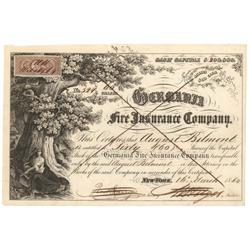 Highly Graphic Germania Fire Insurance Co. Issued To August Belmont
