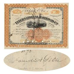 St. Paul & Duluth Rr Issued To And Signed On Verso By George F. Baker