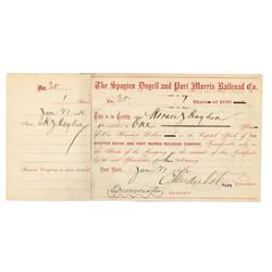 Spuyten Duyvil & Port Morris Rr Co. Signed By Cornelius Vanderbilt As Vice President