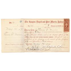 Spuyten Duyvil & Port Morris Rr Co. Signed By William H. Vanderbilt As Vice President And Cornelius 