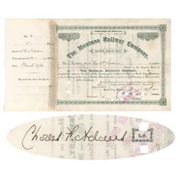 The Montana Railway Co. Issued To And Signed By Charles Francis Adams