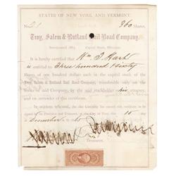 One Of Jay Gould's First Railroad Ventures Signed As President - Troy Salem And Rutland Rail Road St