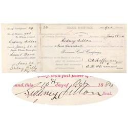 Bozeman Coal Co. Stock Issued To And Signed On Verso By Sidney Dillon