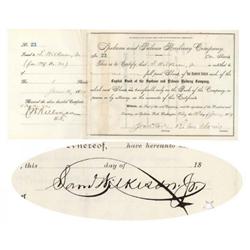 Spokane & Palouse Railway Co. Issued To S. Wilkeson, Jr. And Signed By Him On Verso