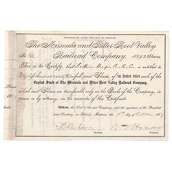 Rare Missoula & Bitter Root Valley Railroad Stock Issued For 4,893 Shares To The Northern Pacific Ra