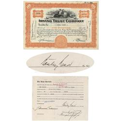 Iriving Trust Company Issued To And Signed On Attached Stock Power By Stanley Resor