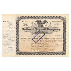 National Transit Company Signed By H.h. Rogers As President, Issued To D.o. Mills, But Not Signed