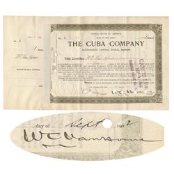 The Cuba Railraod Company Signed By William Cornelius Van Horne