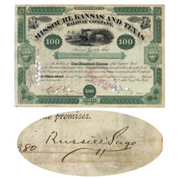 A Fine Association Of Russell Sage And Jay Gould Signing On The Same Stock Certificate