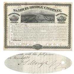 St. Louis Bridge Company Stock Signed By Junius Morgan