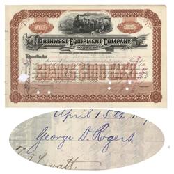 Northwest Equipment Company Of Minnesota Issued To And Signed By George D. Rogers, Attorney To J.D. 