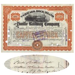 Chicago, Rock Island And Pacific Railway Compnay Signed By Charles Scribner Ii And Arthur Hawley Scr