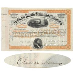 Northern Pacific Issued To And Signed On Verso By Oliver Ames