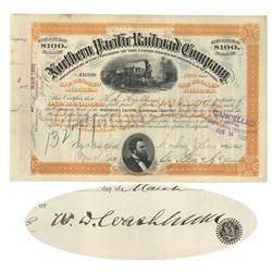 Northern Pacific Rr Issued To And Signed By W.d. Washburn