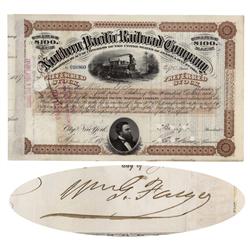 Northern Pacific Issued To And Signed On Attached Transfer By William G. Fargo