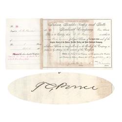 Helena, Boulder Valley & Butte Rr Co. Stock Issued To And Signed On Verso By T. C. Power, Signed As 