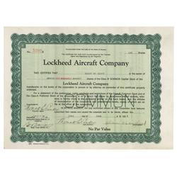 Lockheed Aircraft Company Stock Signed By Allan Loughead
