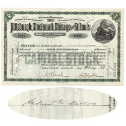 Pittsburgh, Cincinnati, Chicago & St. Louis Rr Co. Issued To And Signed On Verso By Andrew W. Mellon
