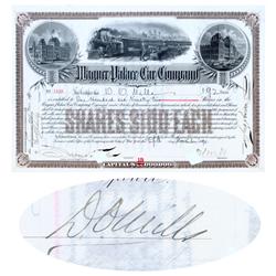 Wagner Palace Car Co. Issued To D.o. Mills And Signed By Him On Verso