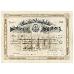 Georgia-Alabama Investment and Development Company Signed By Benjamin F. Butler