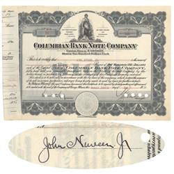 A Stock Issued To And Signed By John Nuveen