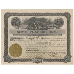 Scarce Alaska Mining Stock - Nome Placers, Inc.