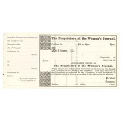 Unissued Stock Of The Proprietors Of The Woman's Journal
