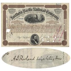 Northern Pacific Railroad Company Stock Issued To The American Baptist Publication Society And Endor