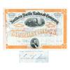 Northern Pacific Railroad Stock Issued To And Signed On Verso By Fred L. Ames