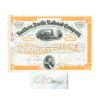 Northern Pacific Railroad Stock Issued To And Signed On Verso By New Banker Charles T. Barney
