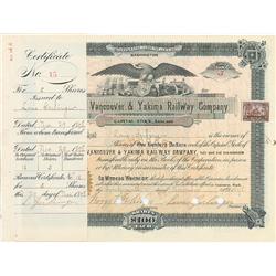 Portland Vancouver & Yakima Railway Company Issued to and signed three times by Louis Gerlinger