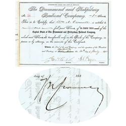 The Drummond And Philipsburg RR Co. Issued To And Signed By William N. Cromwell
