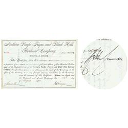 Northern Pacific, Fergus And Black Hills RR Co. Issued To And Signed By William Nelson Cromwell And 
