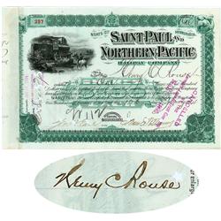 Saint Paul And Northern Pacific RW Co. Issued To And Signed By Henry C. Rouse