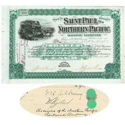 Saint Paul And Northern Pacific RW Co. Issued To And Signed Edwin H. McHenry