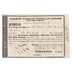 Extremely Early Harrisburg, Portsmouth, Mountjoy And Lancaster Rail Road Company