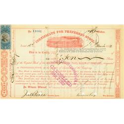 Russell Sage Signed Certificate For Preferred Stock In The Milwaukee & St. Paul Rw Co.
