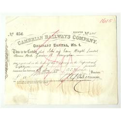 Cambrian Railways Company Ordinary Capital No. 1 Stock