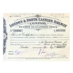 London & North Eastern Railway Stock Issued to though not signed by English writer Lady Cynthia Mary