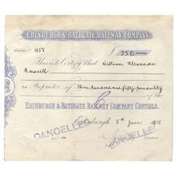 Edinburgh & Bathgate Railway Co. Bond