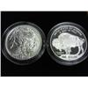 Image 1 : 2001 American Buffalo Proof & UNC Silver Dollars