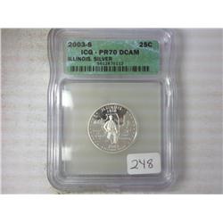 2003-S Silver Illinois Quarter ICG PR70DCAM