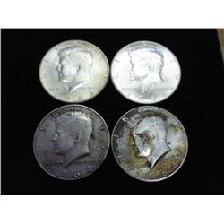 4 Assorted 1964 Silver Kennedy Halves