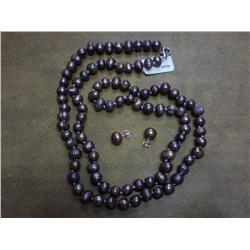 Genuine Freshwater Pearl Necklace & Earring Set