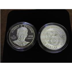 1998 Robert F. Kennedy Proof & UNC Silver Dollars