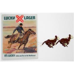 1950's Lucky Lager Cowboy Sign