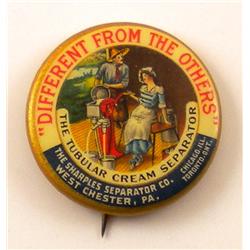 Tubular Cream Separator Celluloid Pin Back        